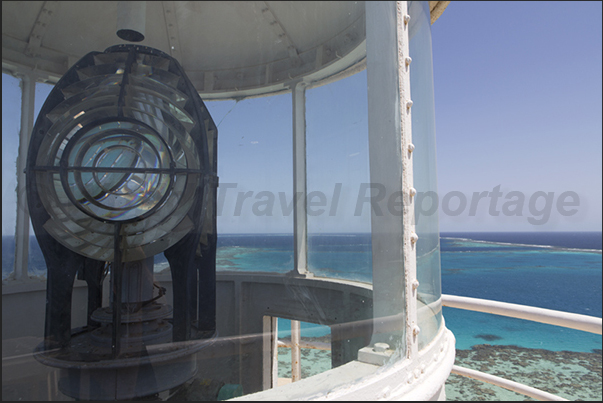 The optical unit on top of the lighthouse