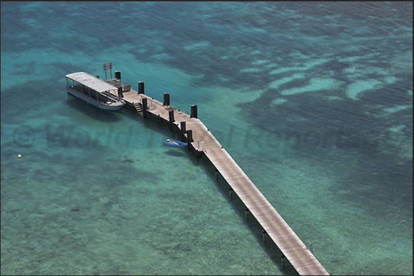 Pier of the ferry that connects the city of Noumea with the island where is the lighthouse Amédée