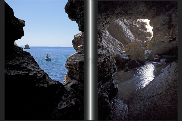 One of the many caves that meet navigating Cala Domestica bay and mines on the sea of Porto Flavia