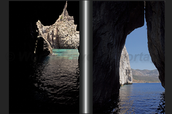 One of the many caves that meet navigating Cala Domestica bay and mines on the sea of Porto Flavia