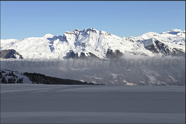 Panorama of mountains above Grindelwald