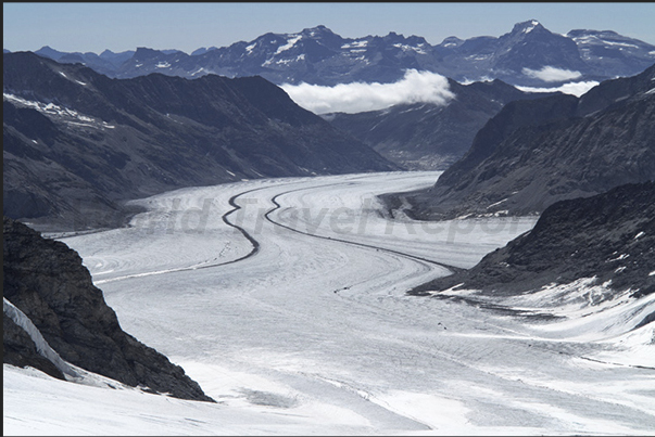 The Aletsch Glacier, considered the longest in Europe, seen from the astronomical observatory