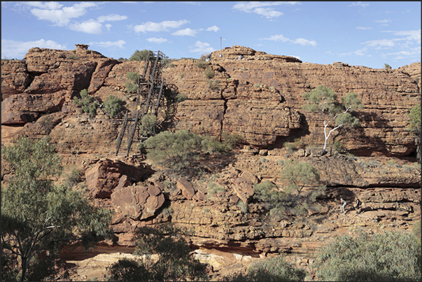 Watarrka National Park-Kings Canyon. Stairs to facilitate the descent into the secondary canyons