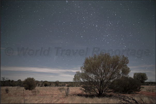 Watarrka National Park. Kings Canyon. The starry sky illuminates the desert