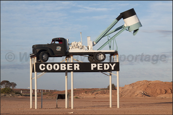 The trucks with the suction pump, symbol of Coober Pedy, used to suck the material excavated in the opal mines