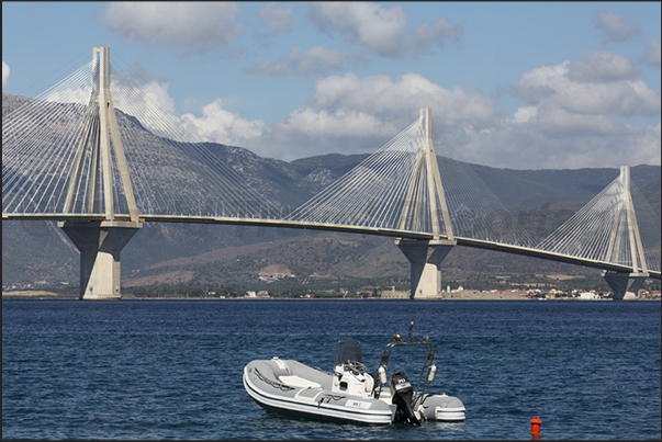 The Charilaos Trikoupis bridge that connect Rion to Antirion crossing the Gulf of Corinth