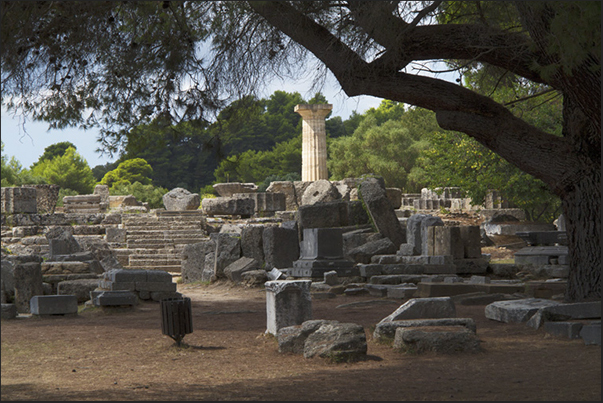 Archaeological site of Olympia. Remains of the ancient temples