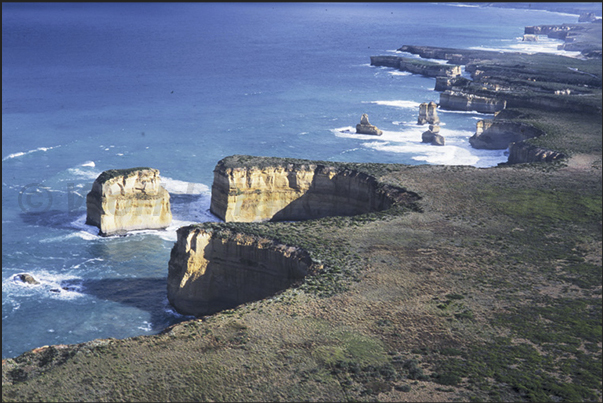 The coastline called 12 apostles. Today of the 12 limestone stacks remain only 8 limestone and the coast is always changing