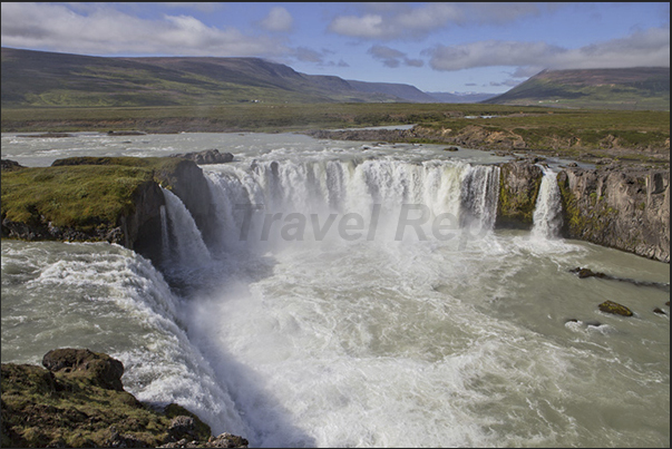 Godafoss waterfalls located on the road to the town of Akureyri