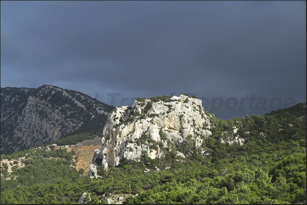 The castle of Monolithos built on Mount Akramitis (West Coast)