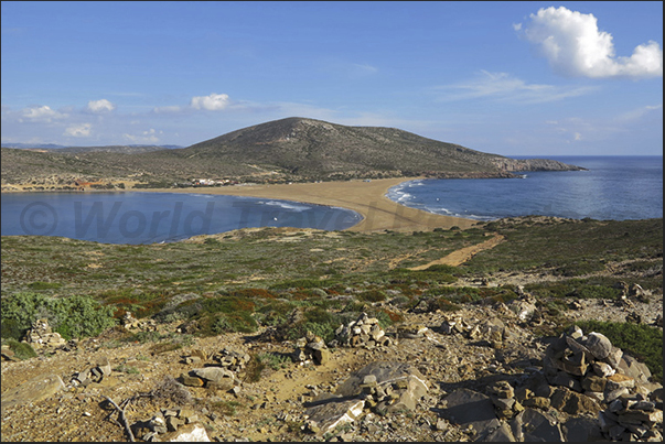 Prassonissi, the southern tip of the island. At high tide, the Levant Sea and the Aegean Sea meet creating a clash of waves