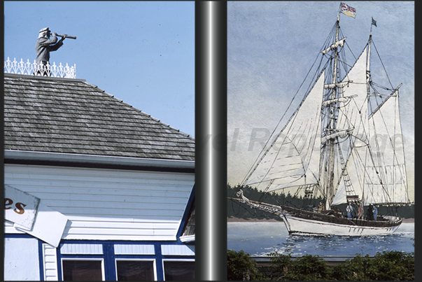 The house of the brigantine Spirit of Chemainus. In memory of when this type of ships reach Chemainus Bay