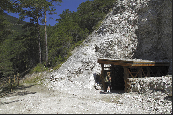 Entrance to the mining area where are the large rock columns