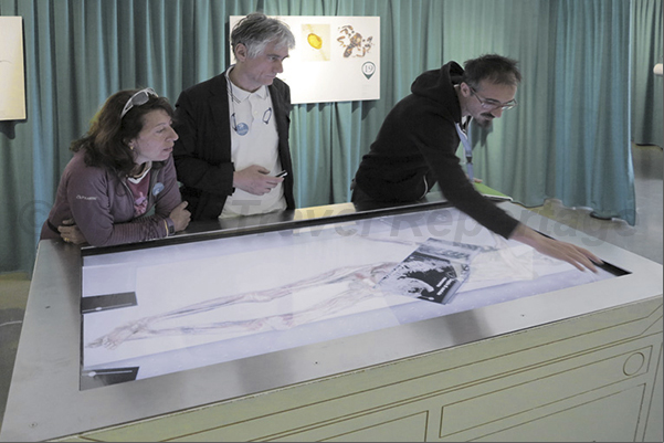 South Tyrol Museum of Archaeology. The interactive monitor where you can discover all the secrets of the mummy Ötzi