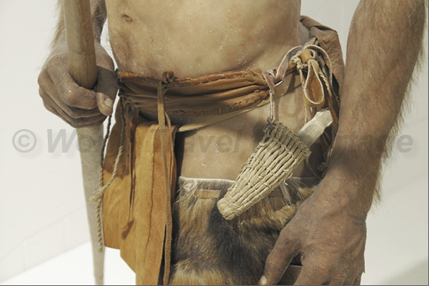 South Tyrol Museum of Archaeology. Some part of the clothing of Ötzi and some weapons like the dagger and the arc
