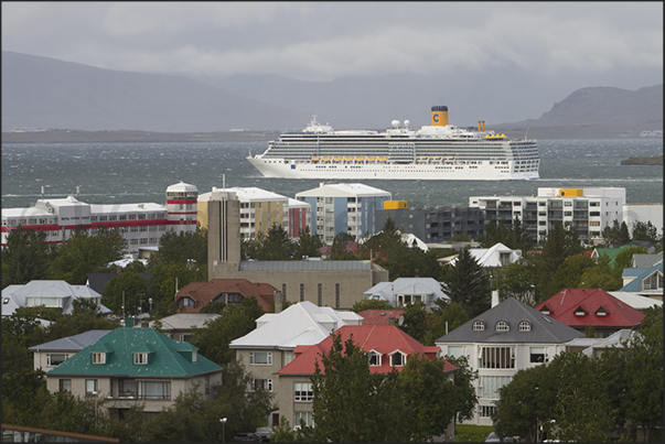 Cruise ship in the port of Reykjavik