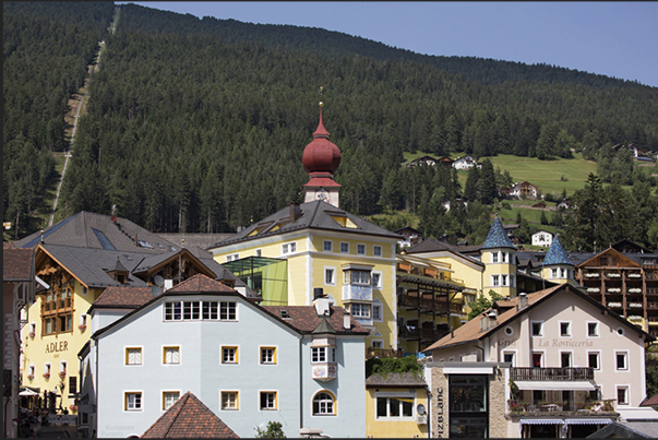 In the valley there are 3 important touristic towns: Selva, Santa Cristina and Ortisei (in the image)