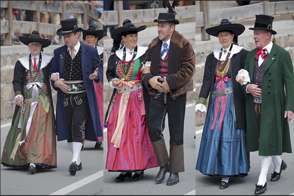 Popular festivities in Selva of Val Gardena with costume parades, dances and music