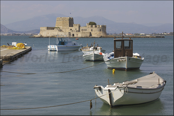 The Bourtzi fortress in front of the harbor of Nafplio