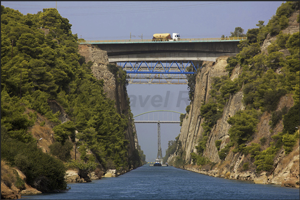The Corinth Canal which separates the Peloponnese with mainland Greece