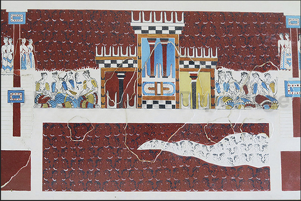 Knossos Palace was decorated with wall paintings representing scenes of life and mythological scenes at the Minoan Era