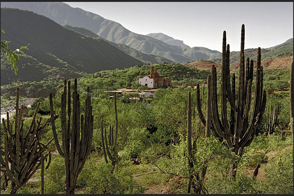 Panorama of Barranca del Cobre (Cobre Canyon) from Batopilas (left) and Divisadero to 2250 m  of altitude (left)