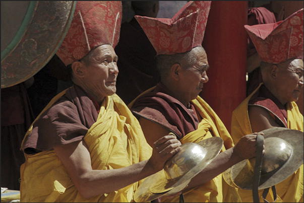 Lamayuru Monastery. The dance festival is a time to meet and prayer for the monks who reach the monastery from the villages