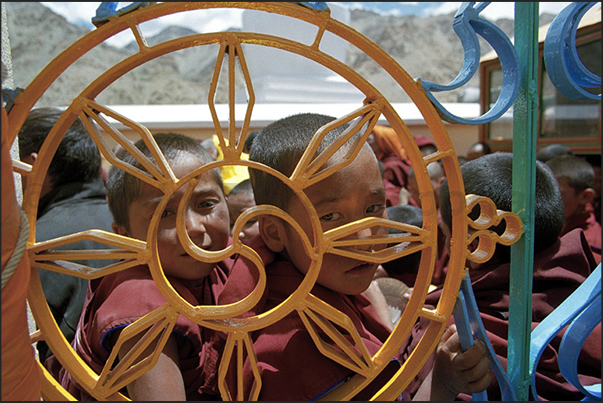 Young monks waiting to attend a religious function