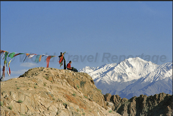 A moment of rest, admiring the impressive landscape of the Ladakh Mountains