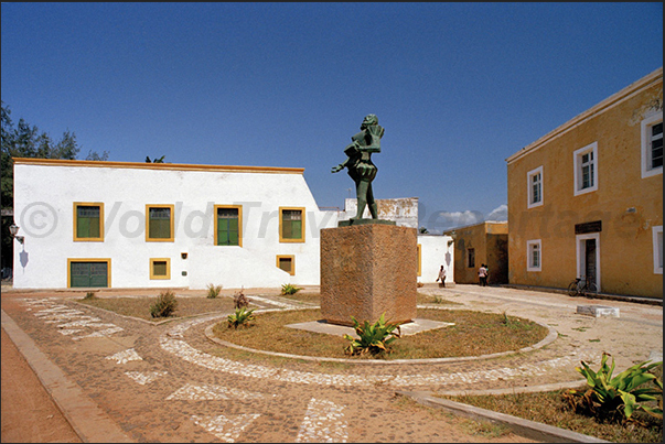 The statue of the Portuguese poet Luis Vaz Camoes, who lived on the island for few years
