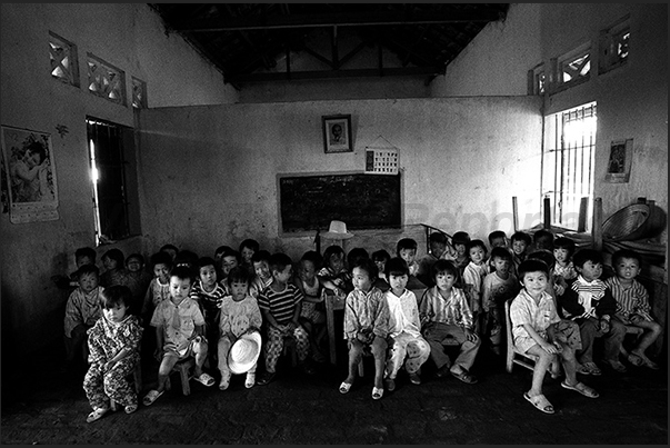 Group of children in a country school near Hanoi