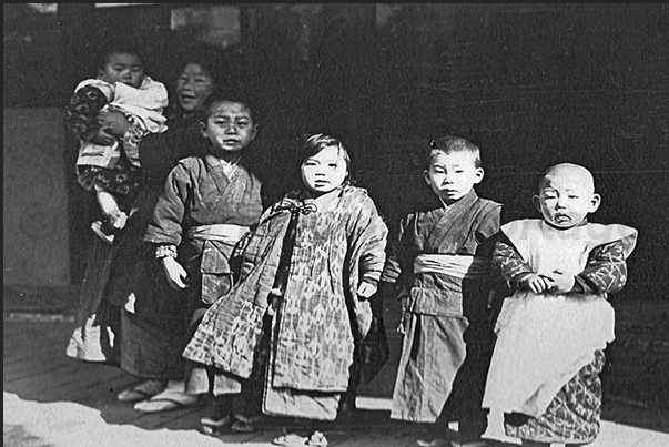 Japan. Omiya town. The family of the silk spinning mill owner